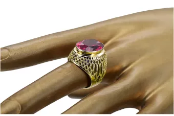 Rubin 14k żółte złoto Pierścionek Vintage unikatowe vrc089y